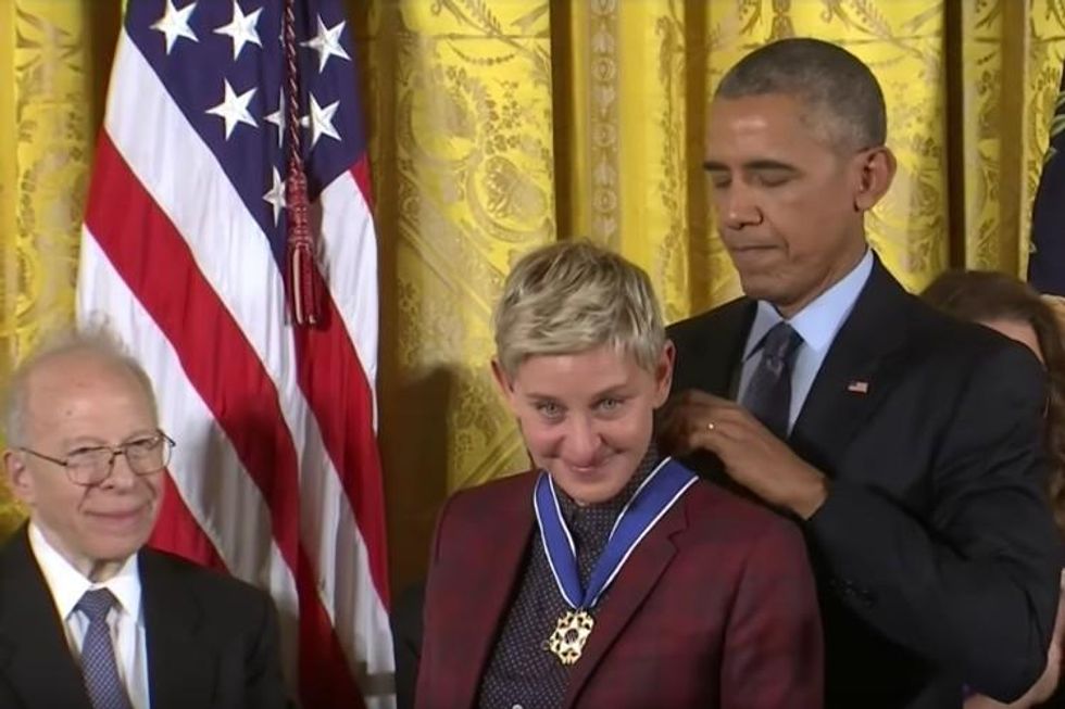 15.) Ellen DeGeneres Winning the Presidential Medal of Freedom