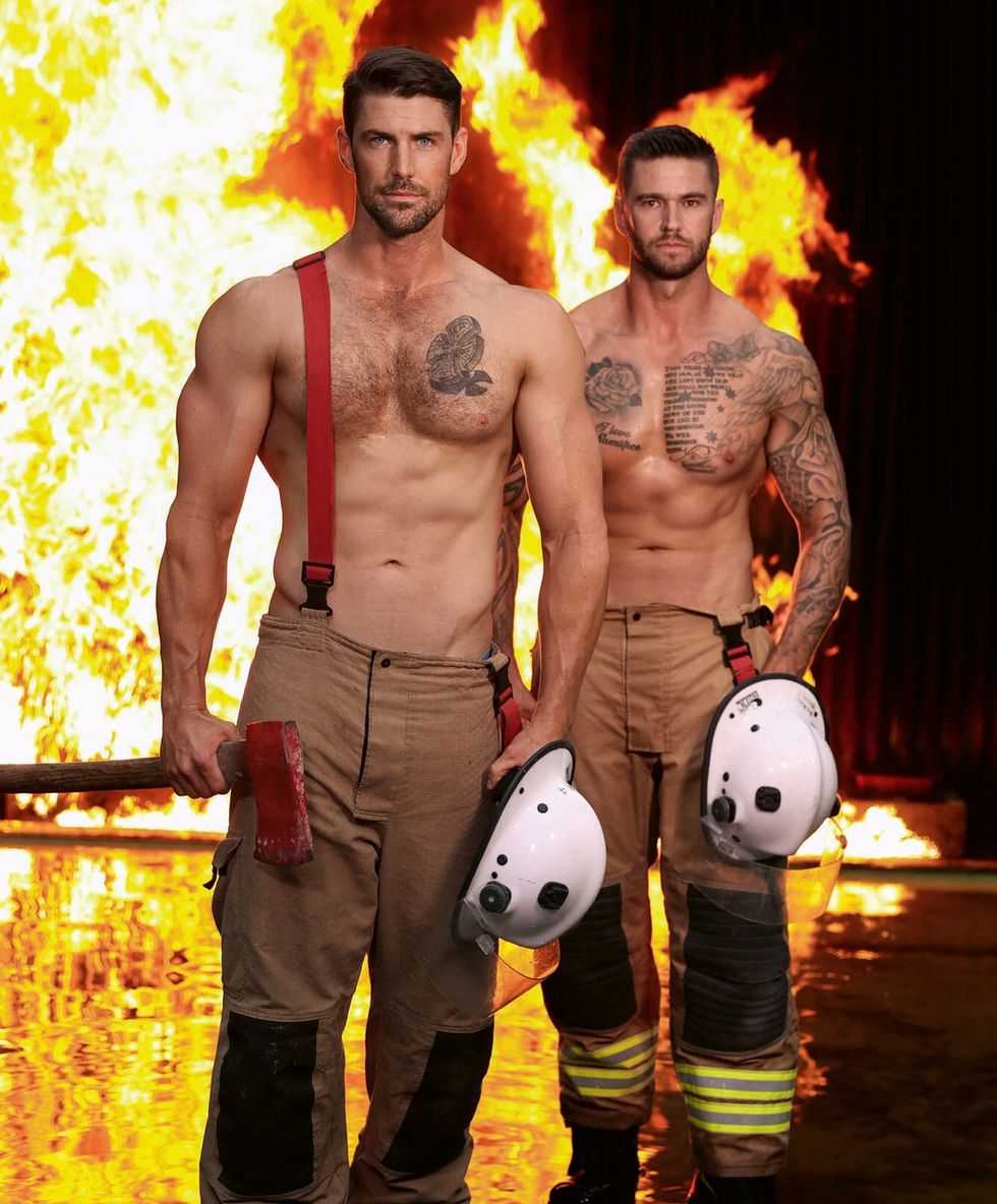 2025 Australian Firefighters Calendar sexy shirtless men with cute animals wearing uniforms
