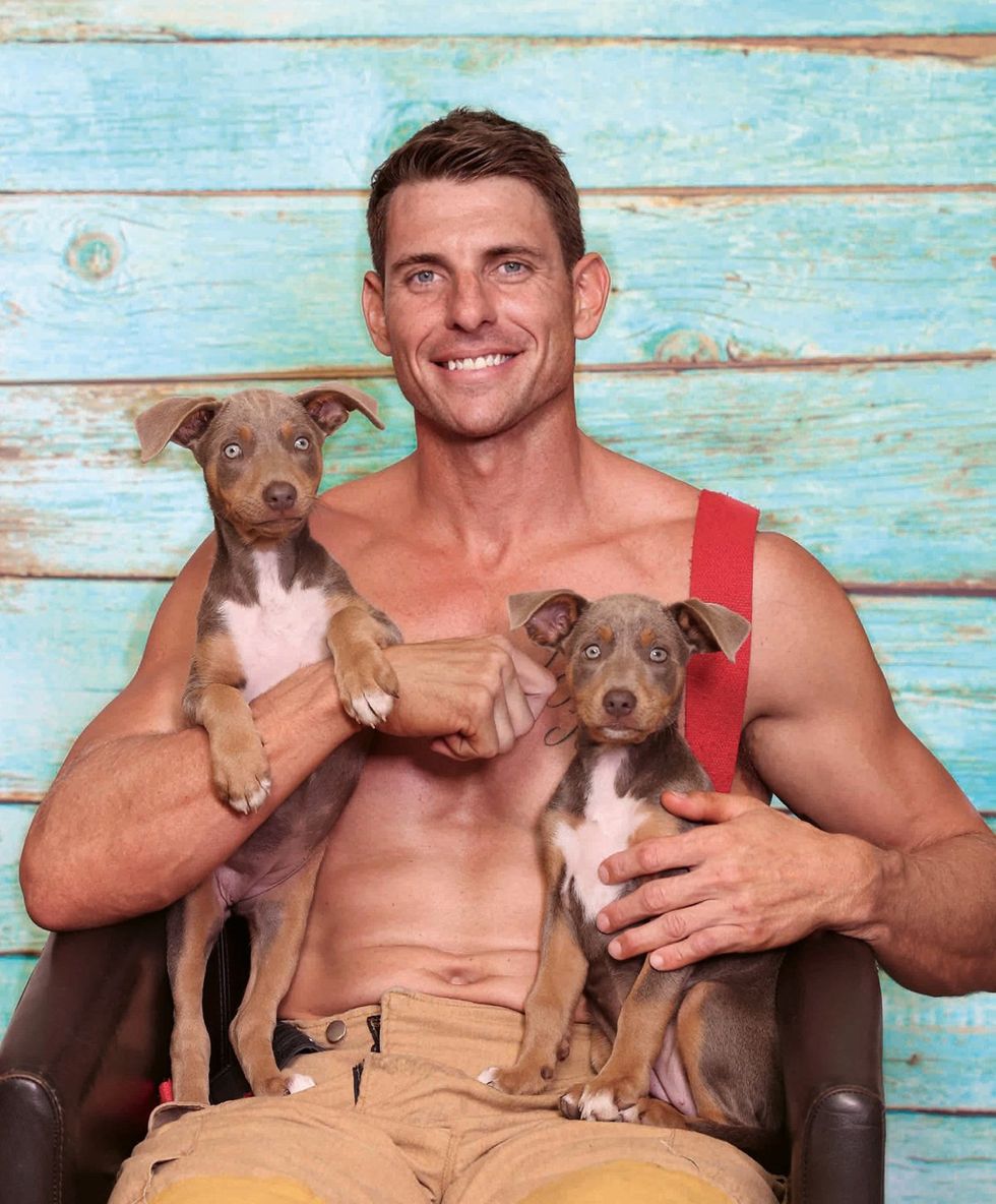 2025 Australian Firefighters Calendar sexy shirtless men with cute animals wearing uniforms