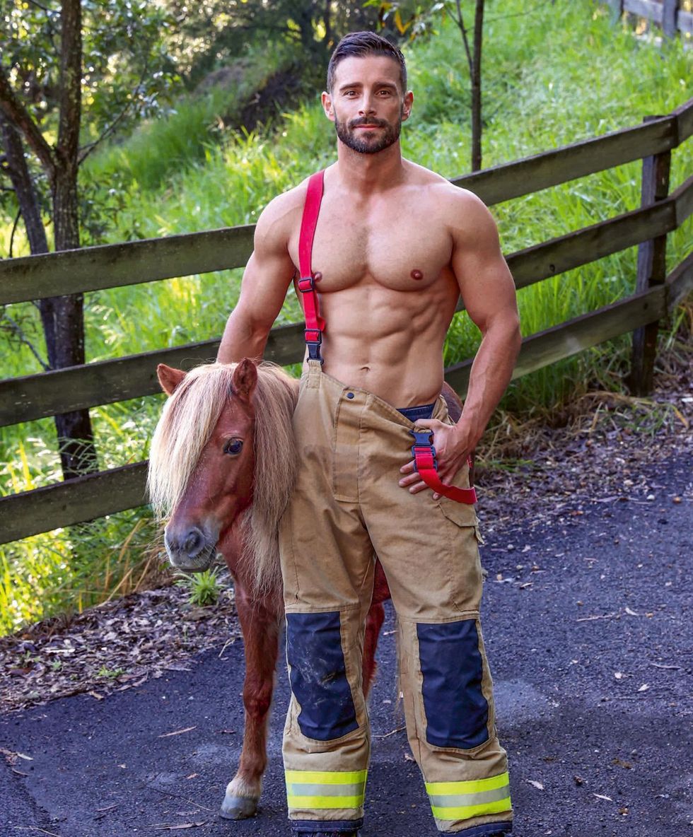 2025 Australian Firefighters Calendar sexy shirtless men with cute animals wearing uniforms