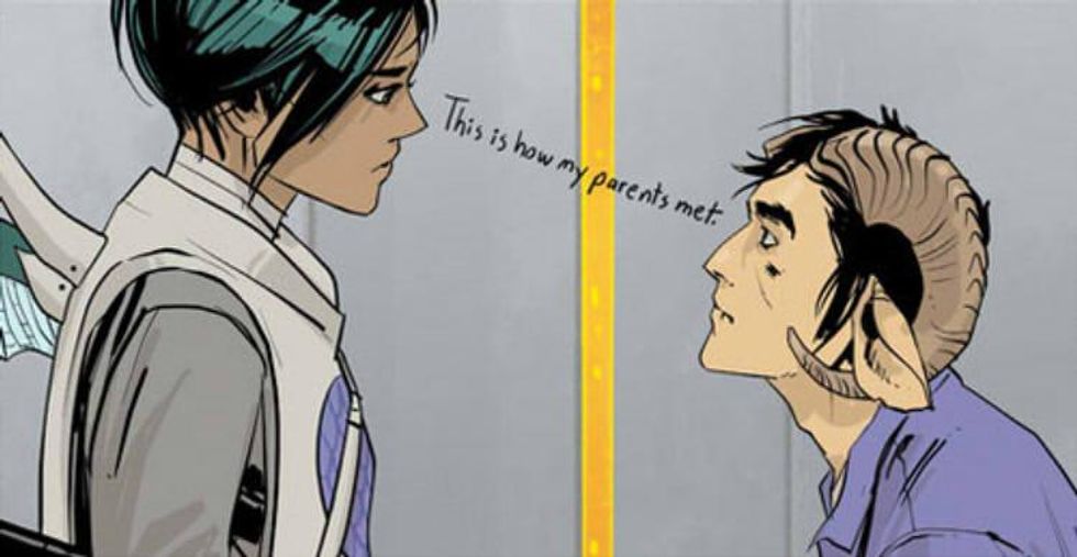 A couple looking at each other