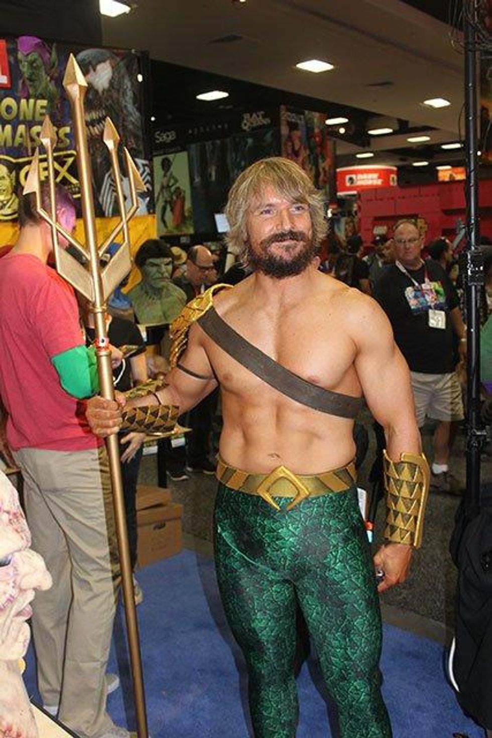 A photo of Aquaman at Comic-Con.
