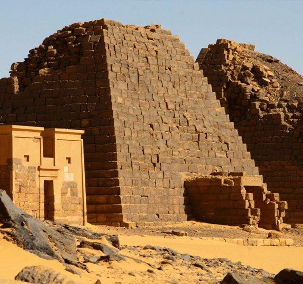 A pyramid structure with no cone on top