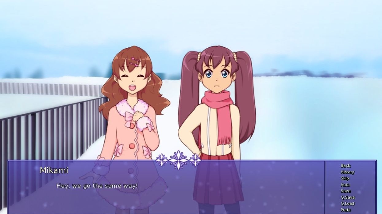 A screen capture from the kinetic novel, "warm"