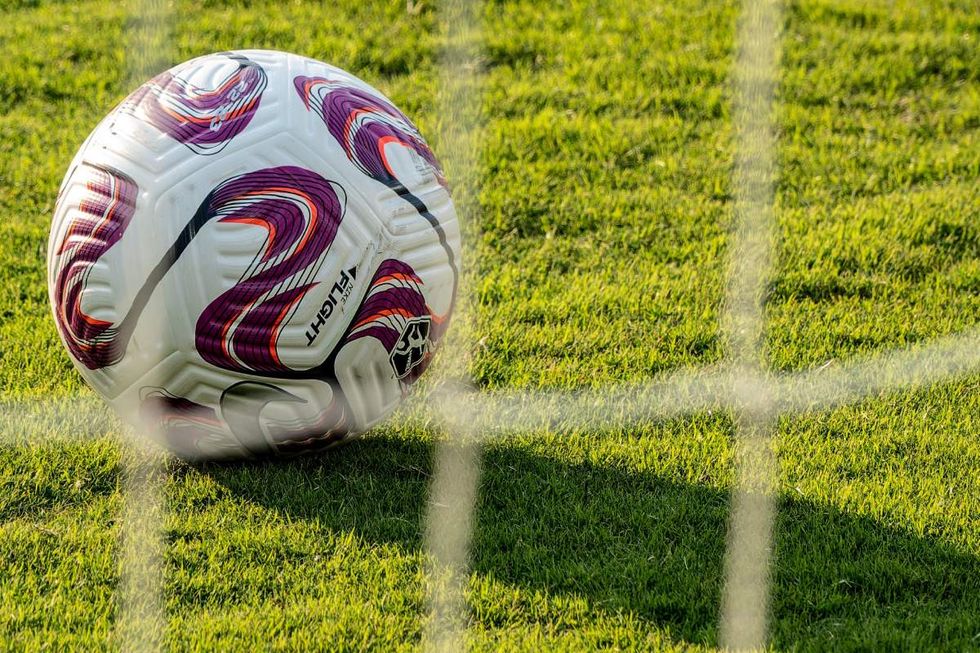 A soccer ball on the field