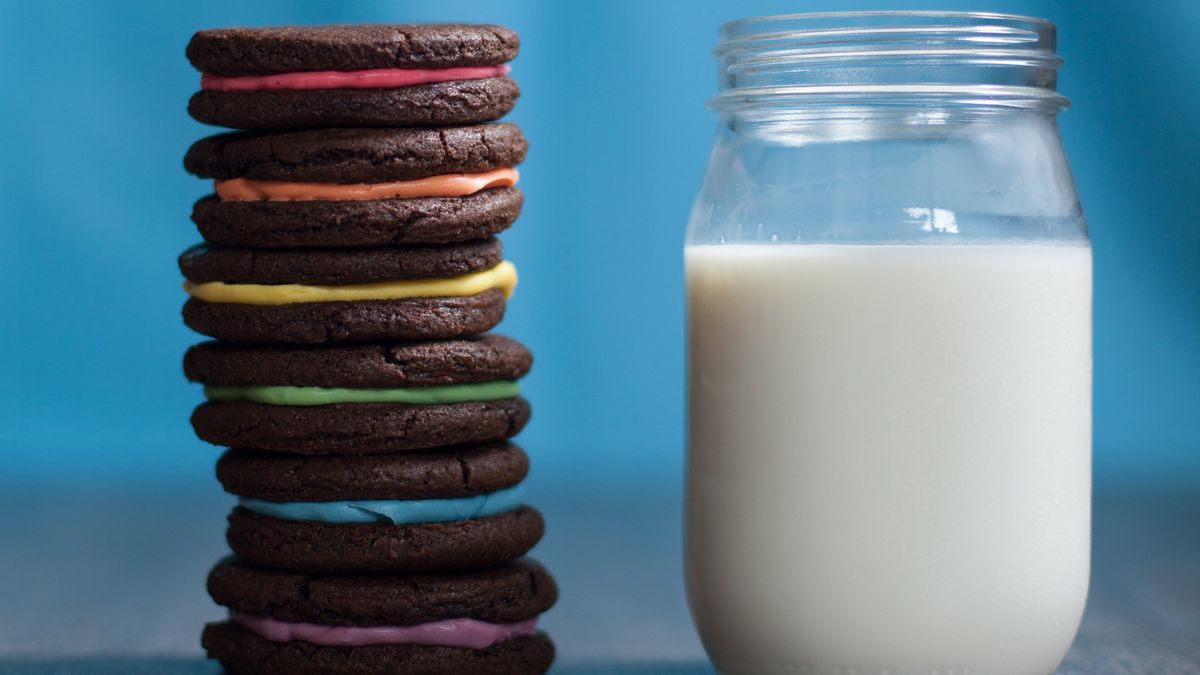 A stack of rainbow sandwich cookies, conservatives seek to boycott Oreo cookies for their connection to PFLAG