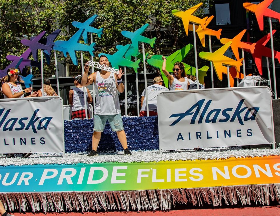 alaska airlines rainbow float photo gallery list LGBTQ pride celebrations festivals parades USA 2024