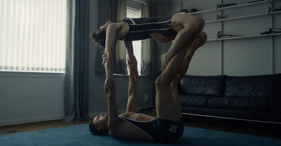 Alexander Skarsg\u00e5rd and Harrry Melling in 'Pillion'