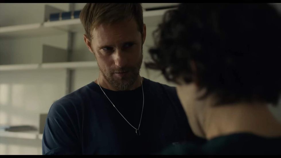 Alexander Skarsg\u00e5rd and Harrry Melling in 'Pillion'