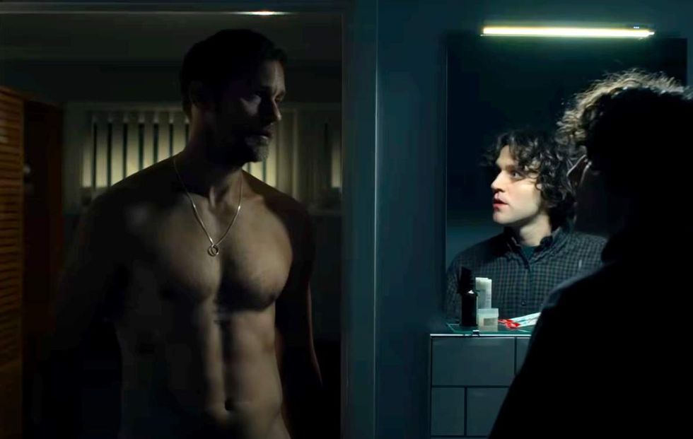Alexander Skarsg\u00e5rd and Harry Melling in Pillion