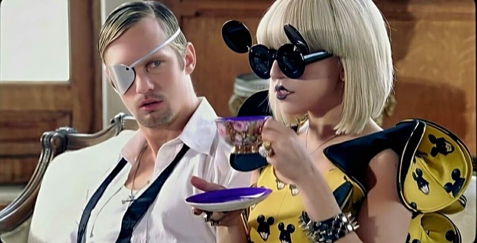 Alexander Skarsg\u00e5rd and Lady Gaga in the Paparazzi music video.