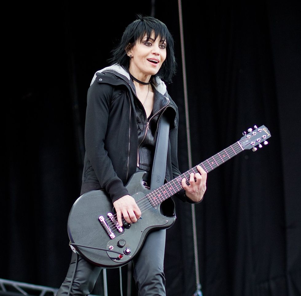 American rock guitarist singer songwriter Joan Jett live on stage HELSINKI FINLAND 2010