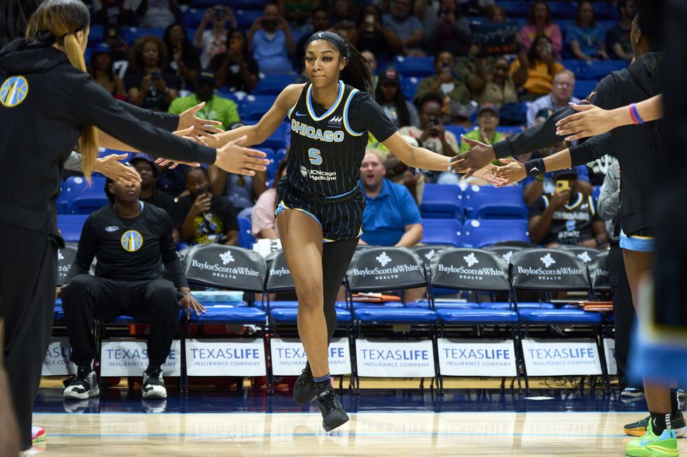 Angel Reese #5 of the Chicago Sky is announced before tipoff against the Dallas Wings at the College Park Center on May 15, 2024 in Arlington, Texas. NOTE TO USER: User expressly acknowledges and agrees that, by downloading and or using this photograph, User is consenting to the terms and conditions of the Getty Images License Agreement. (Photo by Cooper Neill/Getty Images)