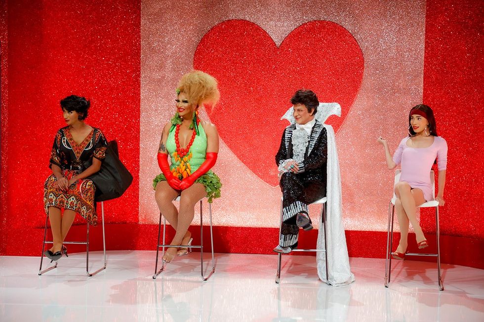 Angeria Paris VanMichaels, Roxxxy Andrews, Shannel, and Jourgeous in The Snatch Game of Love