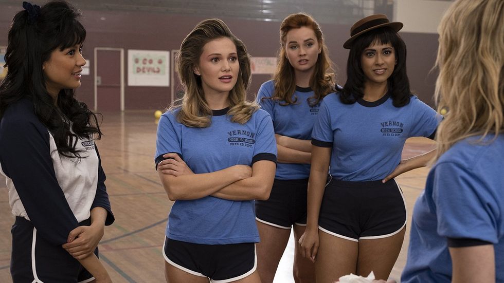 Anna Diaz as Heather Hernandez, Olivia Holt as Teen Pam, Liana Liberato as Tiffany Clark, Stephi Chin-Salvo as Marisa Song, Kiernan Shipka as Jamie Hughes in Totally Killer