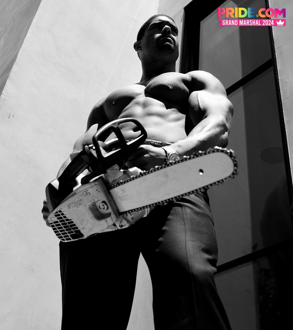 Anthony Bowens with a chainsaw