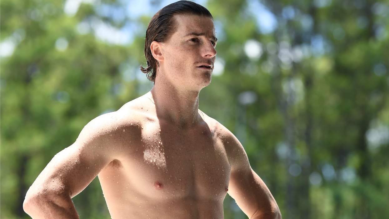 Australian moguls skier Matt Graham practices at the Sleeman Centre Henke Water Ramp on January 13, 2022 in Brisbane, Australia.