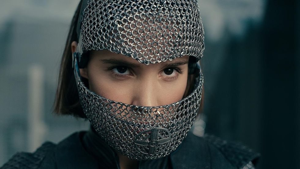 Ava Silva (Alba Baptista) wears a chainmail helment in Warrior Nun