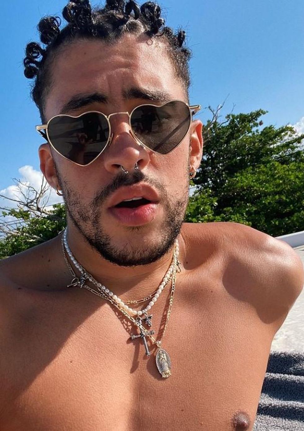bad bunny shirtless selfies