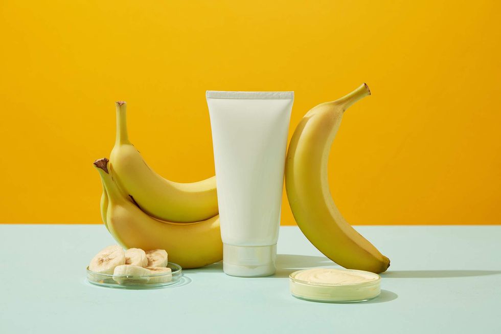 bananas and tube of lotion