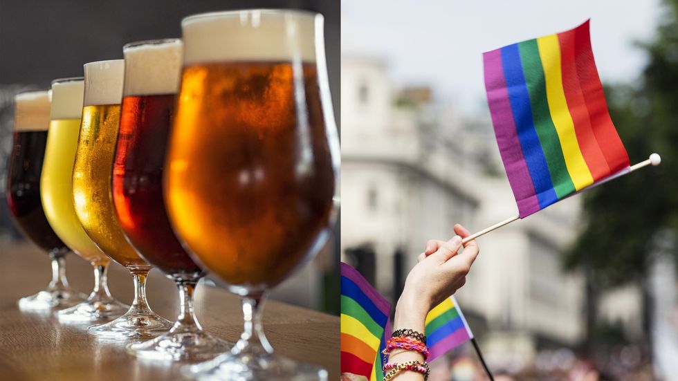 Beer glasses (L) and Pride flag (R)