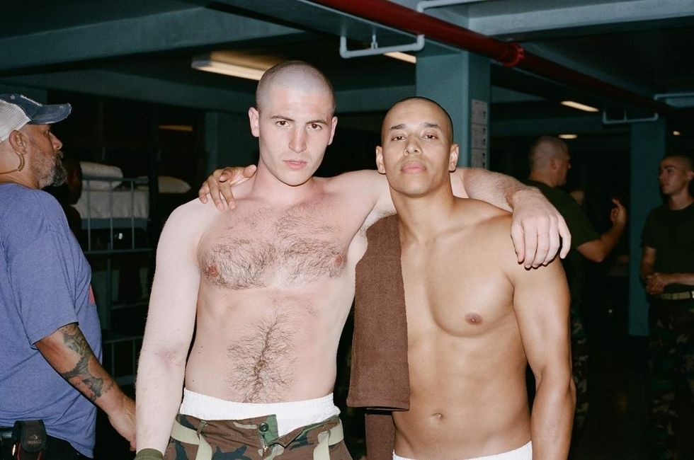 Behind the scenes photos of Boots actors filming on set