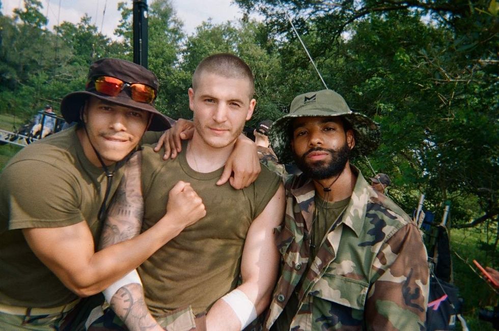 Behind the scenes photos of Boots actors filming on set