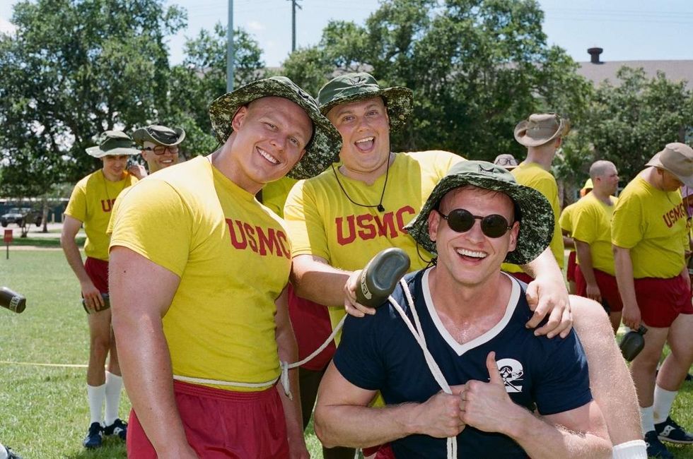 Behind the scenes photos of Boots actors filming on set