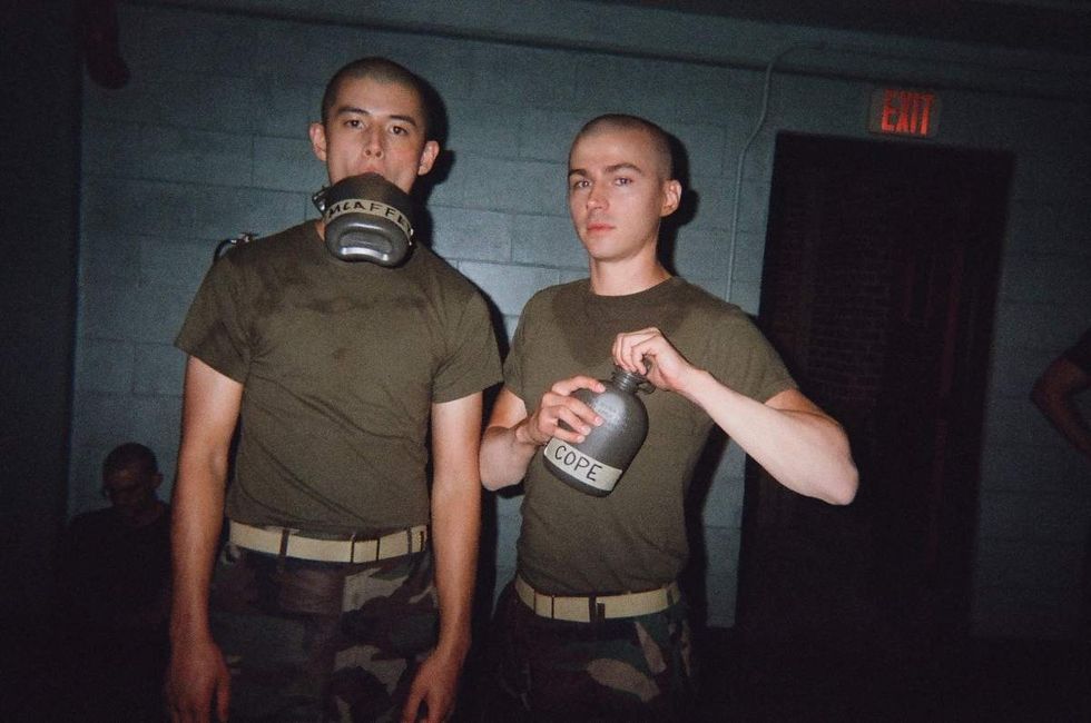 Behind the scenes photos of Boots actors filming on set