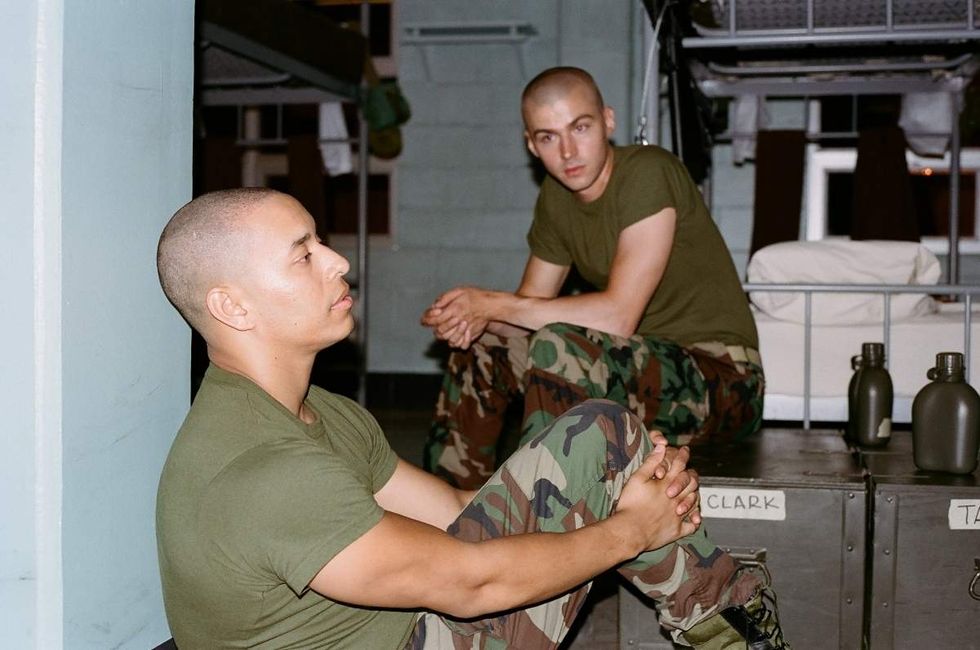 Behind the scenes photos of Boots actors filming on set