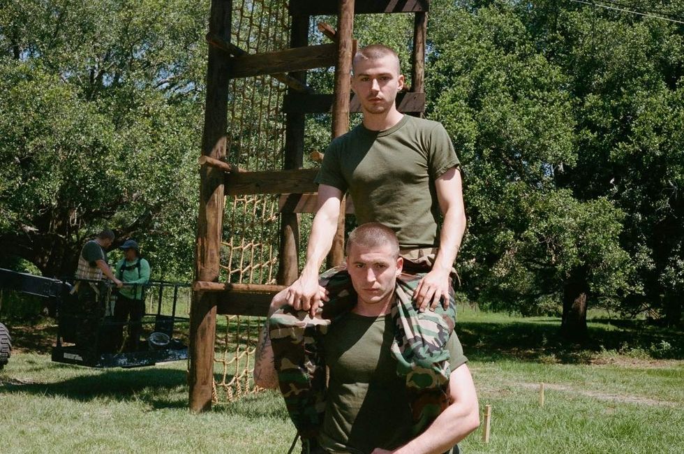 Behind the scenes photos of Boots actors filming on set