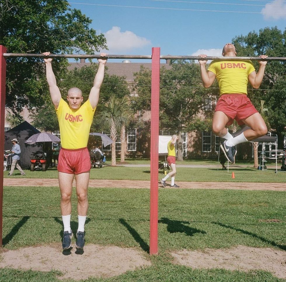 Behind the scenes photos of Boots actors filming on set