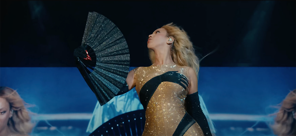 Beyonce waves a fan at Renaissance