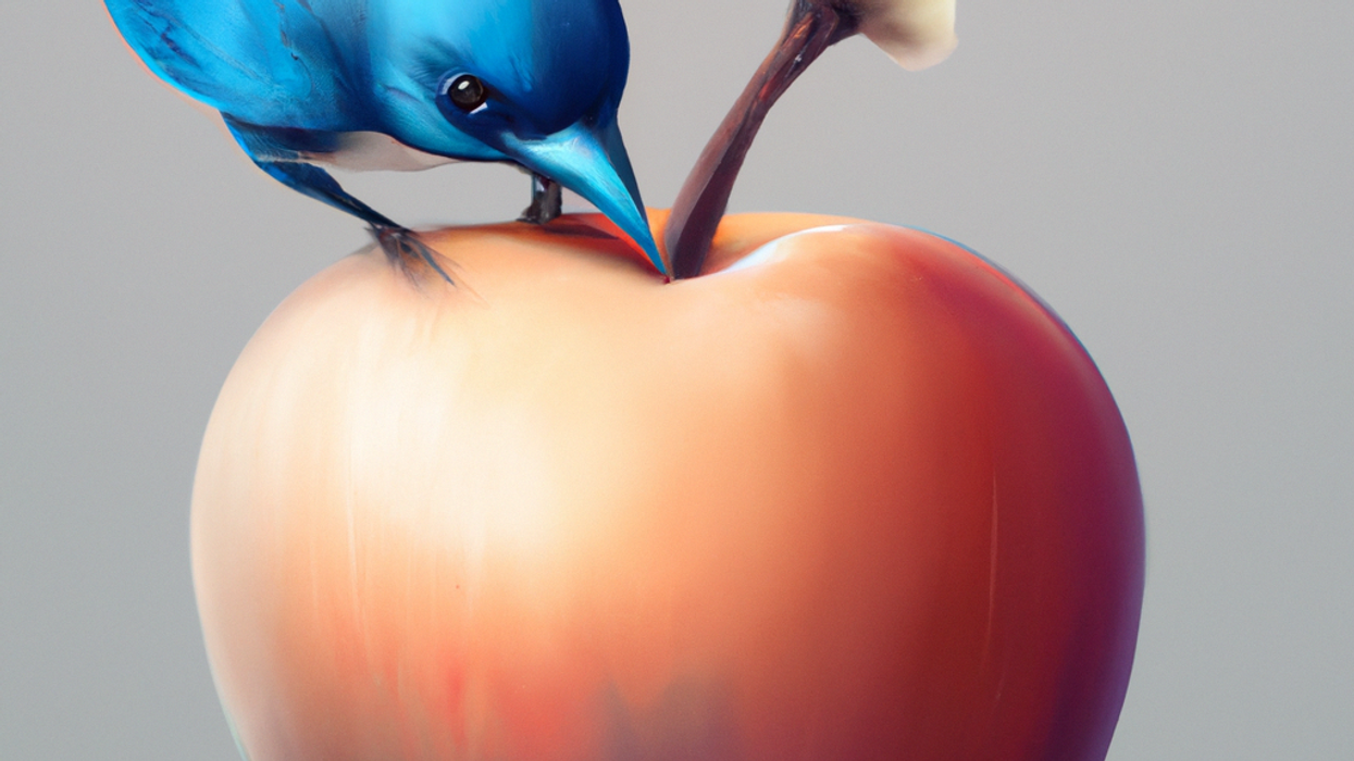 Bird attacking an Apple