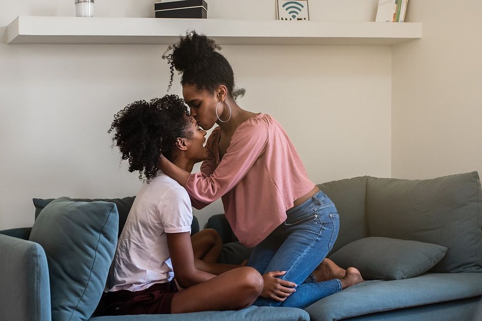 black lesbian couple kissing