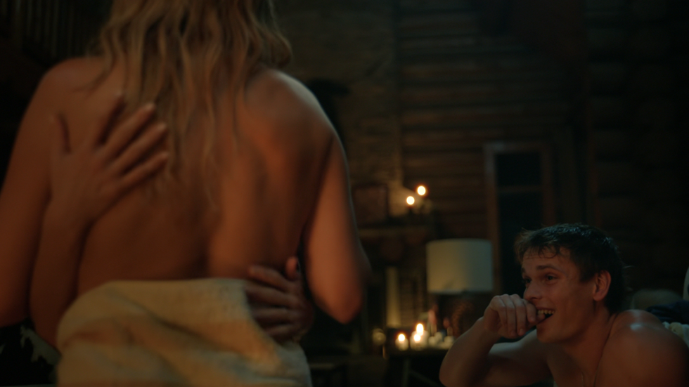 Brad reacting to Margo Banks and Sophie O'Neil kissing, The Hunting Wives