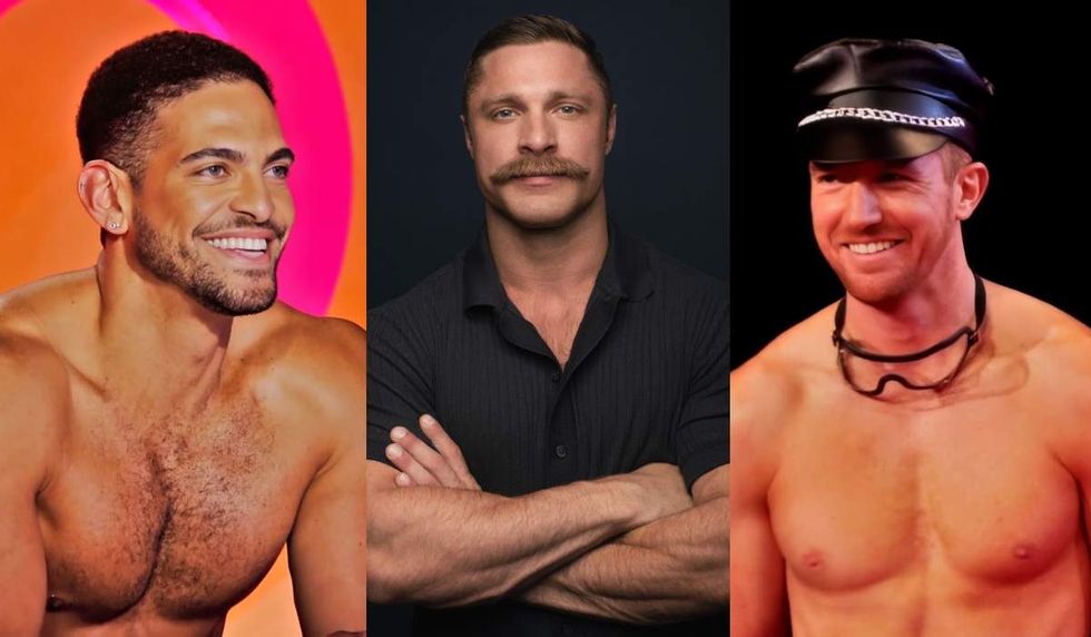 Bruno Alcantara on RuPaul's Drag Race; Brock Yurich in a headshot; Bryce Eilenberg on RuPaul's Drag Race