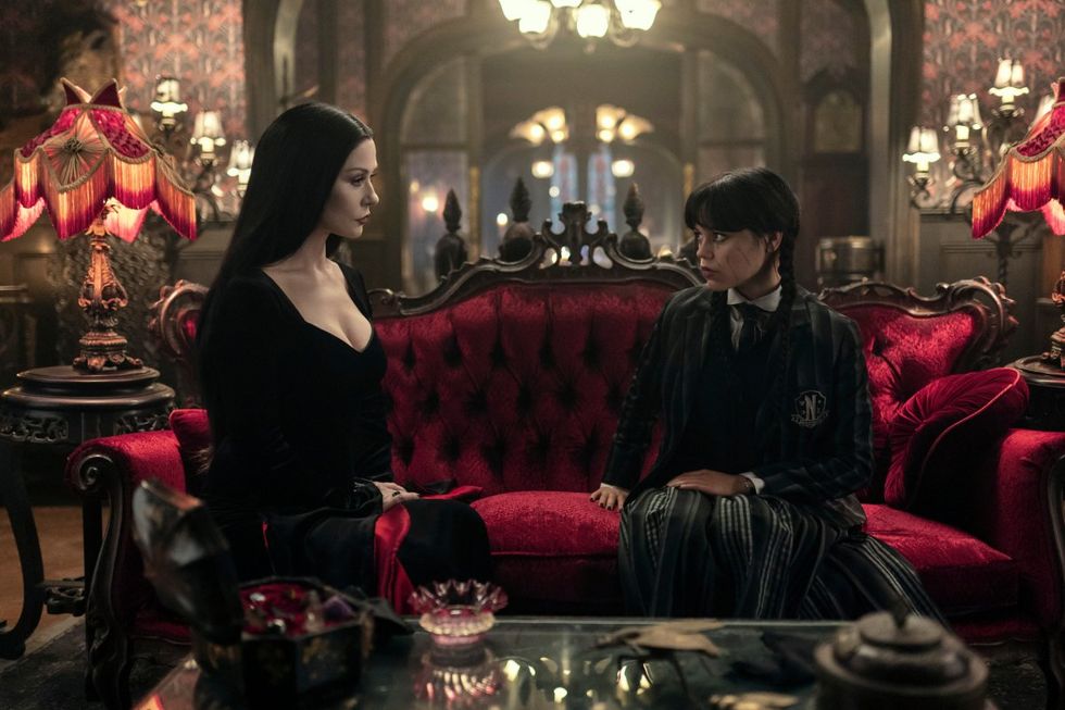 Catherine Zeta-Jones and Jenna Ortega in Wednesday