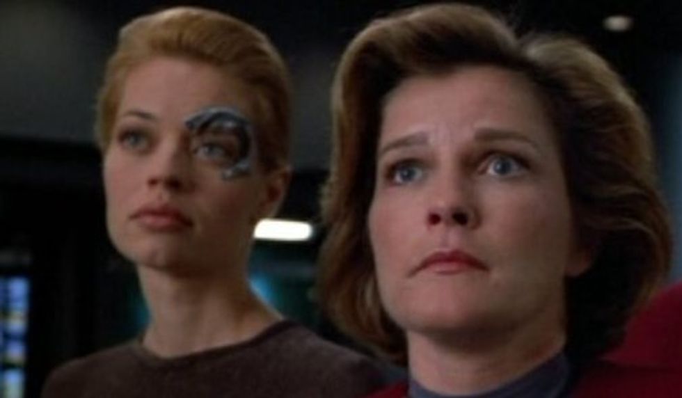 Character ships Captain Janeway and Seven of Nine