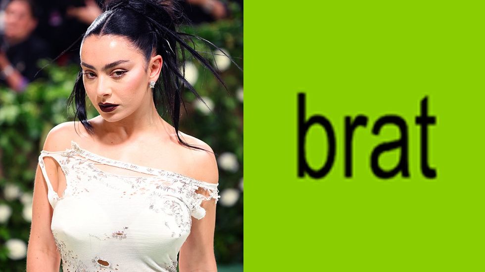 Charlie XCX Met Gala Carpet 2024 Brat album cover blurry on purpose