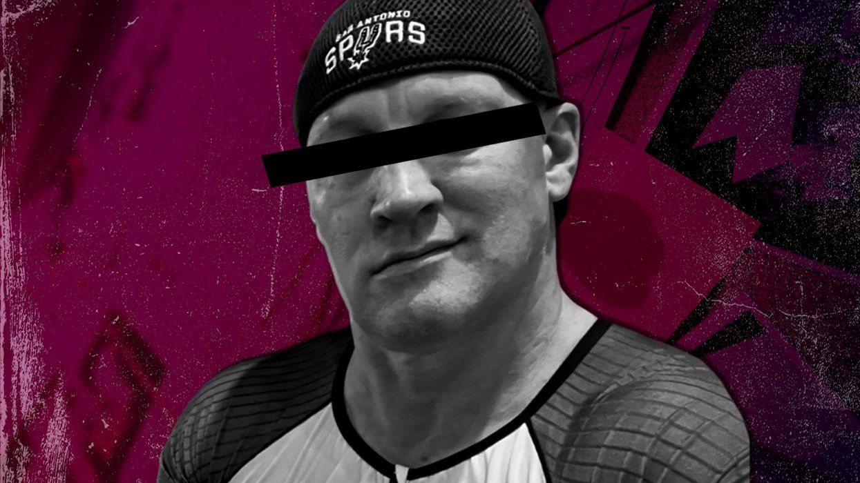 Christian XXX smiles on a purple background, a black bar obscures his eyes.