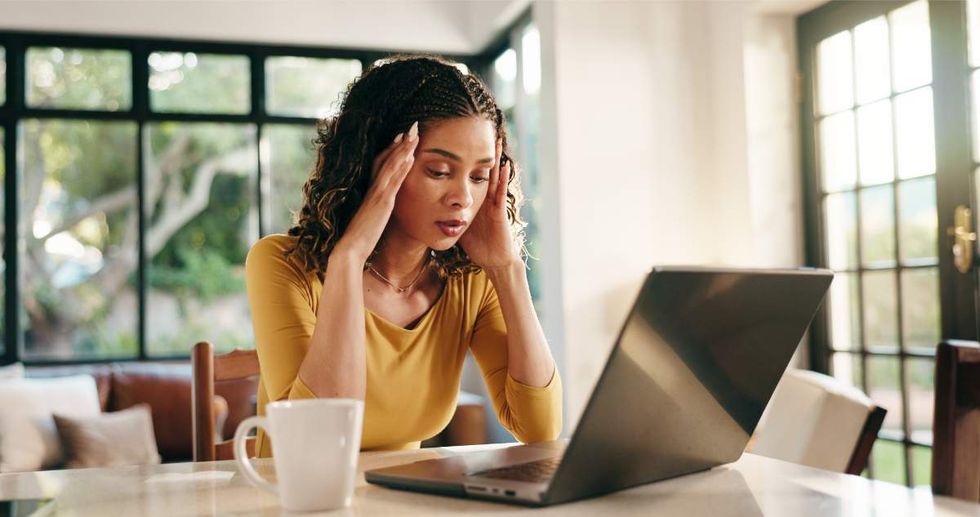 Confused woman at her computer