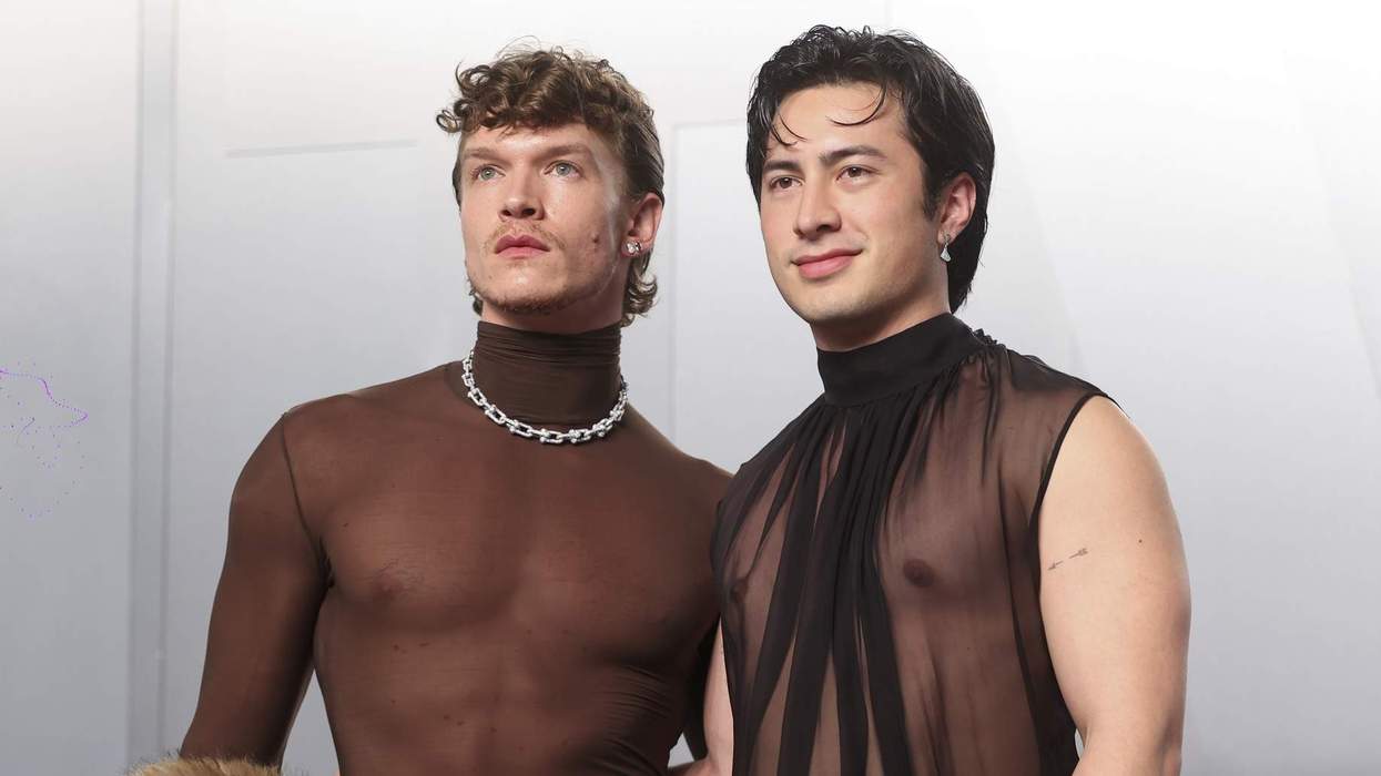 Connor Storrie and Hudson Williams at the 2026 Vanity Fair Oscar Party.