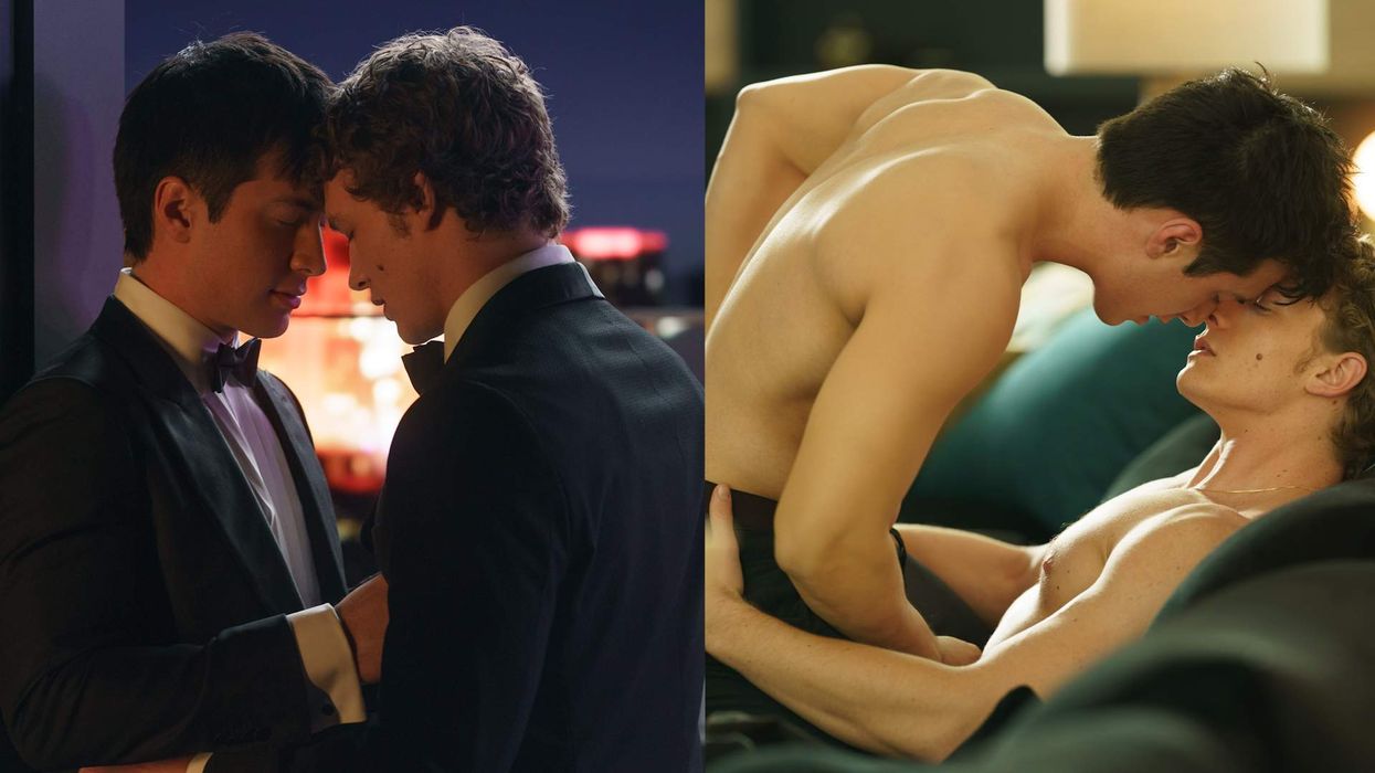 Connor Storrie and Hudson Williams in Heated Rivalry.