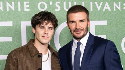 Cruz Beckham & David Beckham attend the "Ronnie O'Sullivan: The Edge of Everything" premiere in London, England.