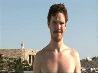 Cumberbatch falling into pool gif