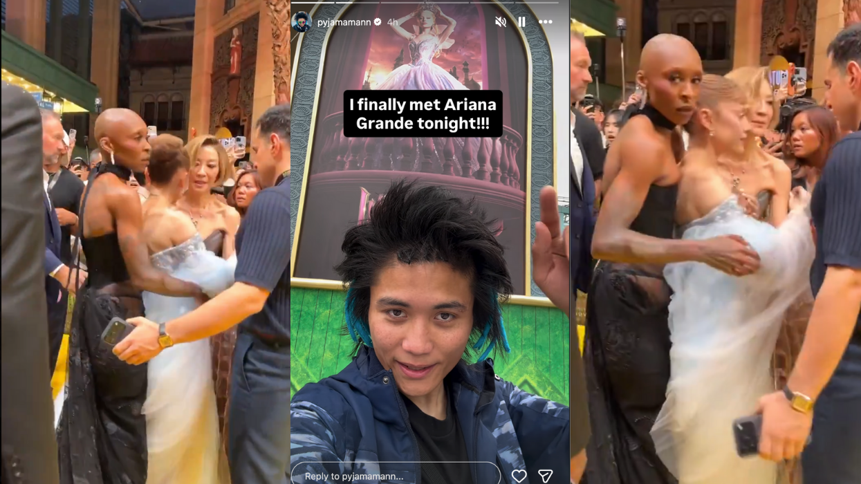 Cynthia Erivo protecting Ariana Grande, Johnson Wen the man who rushed the 'Wicked: For Good' carpet