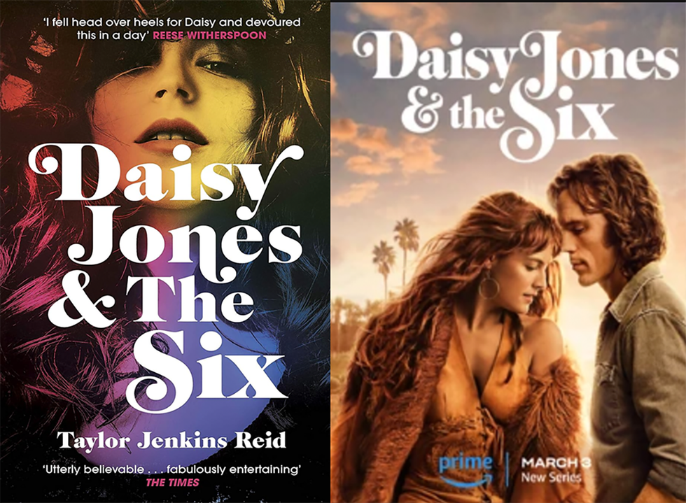 Daisy Jones and the Six book cover and movie poster