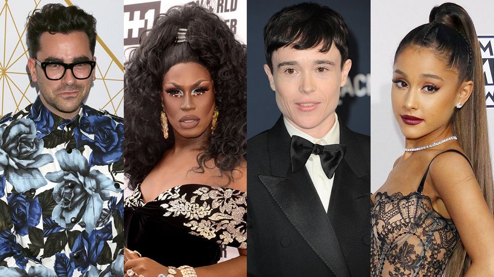 Dan Levy, Shea Coulee, Elliot Page, and Ariana Grande