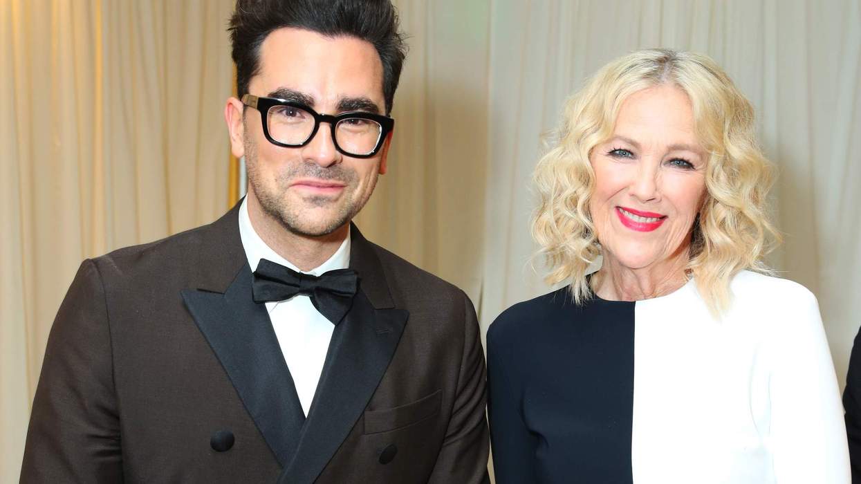 Daniel Levy (L) and Catherine O'Hara attend Backstage Creations Giving Suite At The Emmy Awards - Day 2 at Microsoft Theater on September 22, 2019 in Los Angeles, California. (Photo by Rebecca Sapp/Getty Images for Backstage Creations)